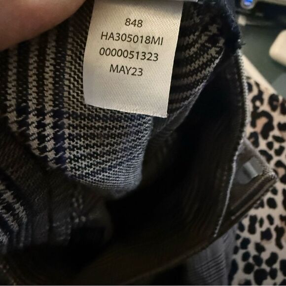 Halogen Plaid Wide Leg Work Pants Elastic Waist Black Grey Blue - Picture 10 of 10